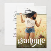 Trendy Typography White Overlay Photo Afstudeerder Kaart (Voorkant / Achterkant)