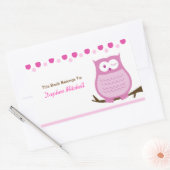 Trendy Uil (roze) Custom Book Bord Sticker (Envelop)