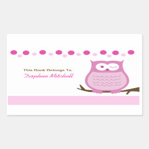 Trendy Uil (roze) Custom Book Bord Sticker