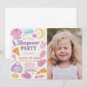 Trendy uitnodiging voor verjaardagslogeerpartij me (Voorkant / Achterkant)