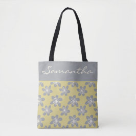 Trendy Ultimate Grey & Yellow floral Patroon Tote Bag