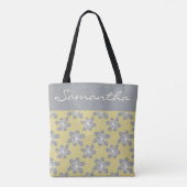 Trendy Ultimate Grey & Yellow floral Patroon Tote Bag (Achterkant)