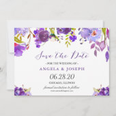 Trendy Ultra Violet Paarse Floral Save the Date (Voorkant)
