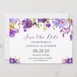 Trendy Ultra Violet Paarse Floral Save the Date