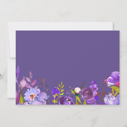 Trendy Ultra Violet Paarse Floral Save the Date (Achterkant)