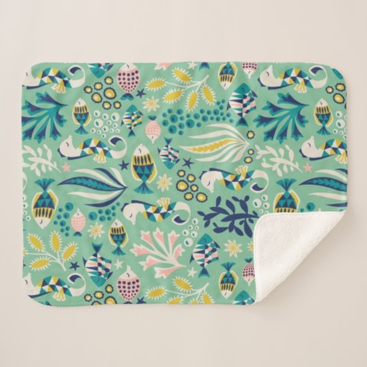 Trendy Underwater Design Sherpa Deken (Voorkant (horizontaal))