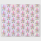 Trendy Unicorn met Floral Crown & Butterflies Cadeaupapier (Vlak)