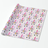 Trendy Unicorn met Floral Crown & Butterflies Cadeaupapier (Uitgerold)