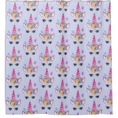 Trendy Unicorn met Floral Crown & Butterflies Douchegordijn (Voorkant)