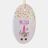 Trendy Unicorn met Floral Crown & Butterflies Keramisch Ornament (Rechts)