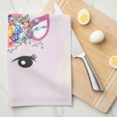 Trendy Unicorn met Floral Crown & Butterflies Theedoek (Quarter Fold)