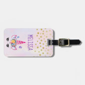 Trendy Unicorn met Flowers Butterflies en Confetti Bagagelabel (Voorkant horizontaal)