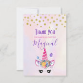Trendy Unicorn met Flowers Butterflies en Confetti Bedankkaart (Voorkant)
