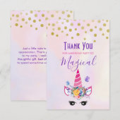 Trendy Unicorn met Flowers Butterflies en Confetti Bedankkaart (Voorkant / Achterkant)