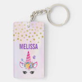 Trendy Unicorn met Flowers Butterflies en Confetti Sleutelhanger (achterkant)