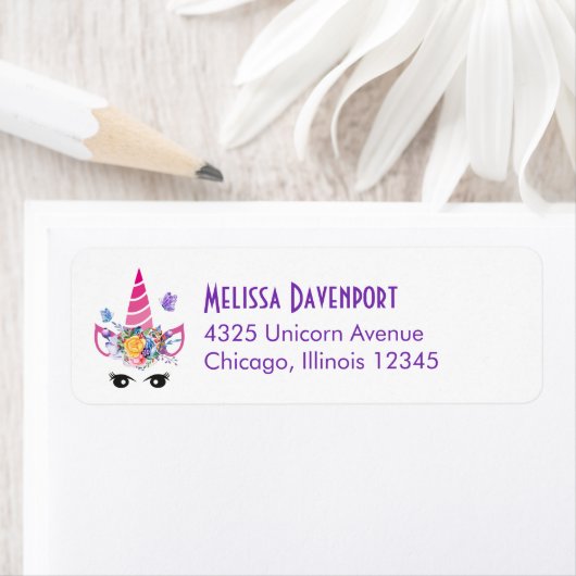 Trendy Unicorn met Flowers & Butterflies Etiket (Insitu)
