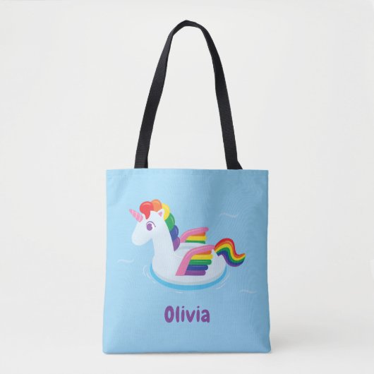 Trendy Unicorn Pegasus Rainbow Pool Float Canvas t Tote Bag (Voorkant)