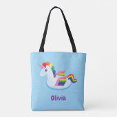 Trendy Unicorn Pegasus Rainbow Pool Float Canvas t Tote Bag (Achterkant)