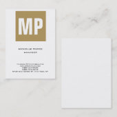 Trendy, uniek beige wit, verticaal groot monogram visitekaartje (Voorkant / Achterkant)