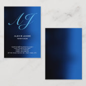 Trendy uniek blauw verticaal handschrift monogram visitekaartje (Voorkant / Achterkant)