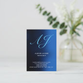 Trendy uniek blauw verticaal handschrift monogram visitekaartje (Staand voorkant)