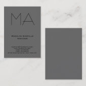 Trendy, uniek professioneel dim grijs monogram visitekaartje (Voorkant / Achterkant)