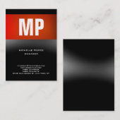 Trendy, uniek rood grijs, verticaal groot monogram visitekaartje (Voorkant / Achterkant)