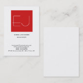 Trendy, uniek rood, verticaal, stijlvol monogram visitekaartje (Voorkant / Achterkant)