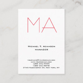 Trendy, uniek wit professioneel rood monogram visitekaartje
