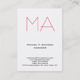 Trendy, uniek wit professioneel rood monogram visitekaartje