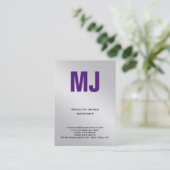 Trendy, uniek zilvergrijs professioneel monogram visitekaartje (Staand voorkant)