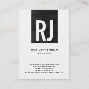 Trendy unieke effen simpele grijze witte monogram visitekaartje