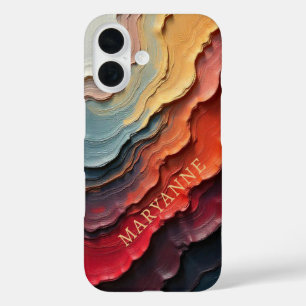 Trendy unieke gedroogde verf kleuren iPhone 16 hoesje