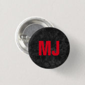 Trendy unieke grijs rood monogram naam initialen ronde button 3,2 cm (Voorkant /achterkant)