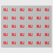 Trendy unieke grijs rood vet monogram naam initial cadeaupapier (Vlak)