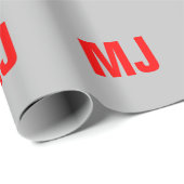 Trendy unieke grijs rood vet monogram naam initial cadeaupapier (Rol Hoek)