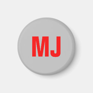 Trendy unieke grijs rood vet monogram naam initial magneet