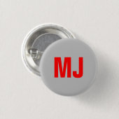 Trendy unieke grijs rood vet monogram naam initial ronde button 3,2 cm (Voorkant /achterkant)