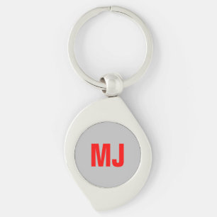 Trendy unieke grijs rood vet monogram naam initial sleutelhanger