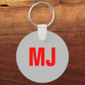 Trendy unieke grijs rood vet monogram naam initial sleutelhanger (Voorkant)
