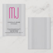 Trendy unieke grijze roze professionele monogram visitekaartje (Voorkant / Achterkant)