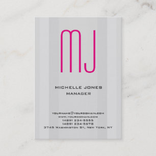 Trendy unieke grijze roze professionele monogram visitekaartje