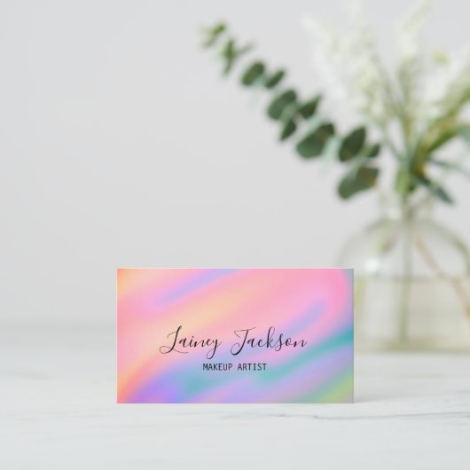 Trendy Unieke levendige Roze Blauw abstracte golve Visitekaartje (Staand voorkant)