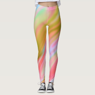 Trendy Unieke Roze Blauw groene abstracte golven Leggings