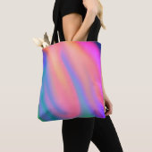 Trendy Unieke Roze Blauw groene abstracte golven Tote Bag (Dichtbij)