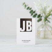 Trendy unieke sepia witte verticale vlakte monogra visitekaartje (Staand voorkant)