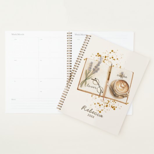 Trendy Unieke Waterverf Koffieliefhebber 2026 Planner (Display)