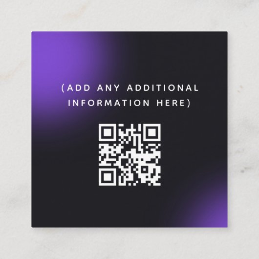 Trendy & Unieke Zwarte Paarse QR Code Social Media Vierkante Visitekaartje (Achterkant)