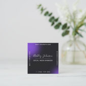 Trendy & Unieke Zwarte Paarse QR Code Social Media Vierkante Visitekaartje (Staand voorkant)