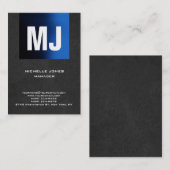 Trendy unieus grijs blauw professioneel monogram visitekaartje (Voorkant / Achterkant)